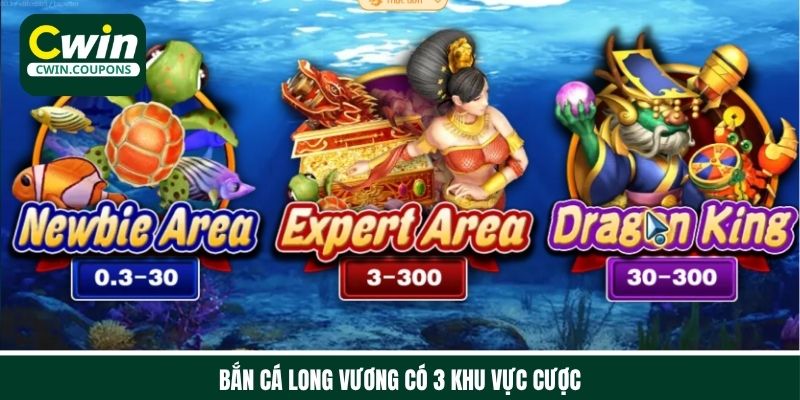 Bắn cá Long Vương có 3 khu vực cược