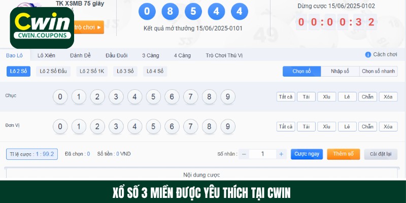 Lô đề 3 miền cập nhật đa dạng hình thức cược, trả thưởng cao