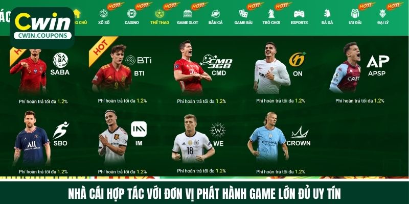 Nhà cái hợp tác với đơn vị phát hành game lớn đủ uy tín